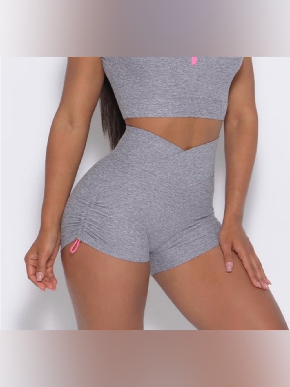 Bombshell Sportswear Contour Toggle Grey Scrunch Shorts
